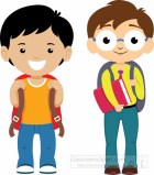 Two Student With Backpacks Ready For School Clipart